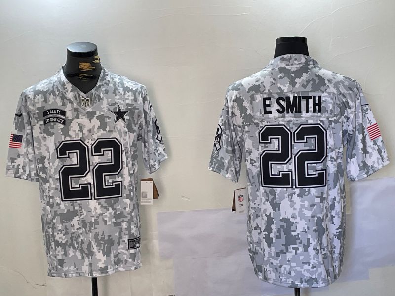 Men Dallas Cowboys #22 E.Smith Nike Arctic Camo 2024 Salute to Service Limited NFL Jersey style 1->dallas cowboys->NFL Jersey